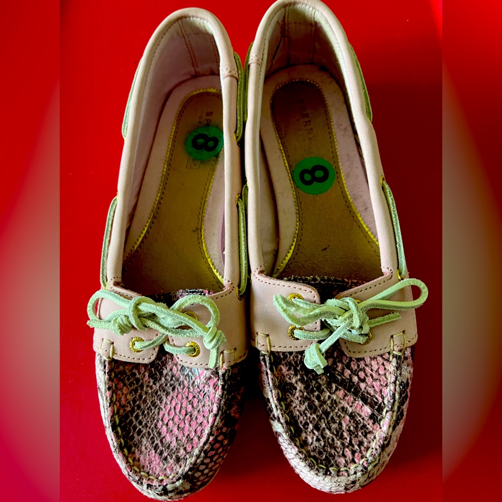 Sperry Pink Alligator Loafers, Sz. 8. New
